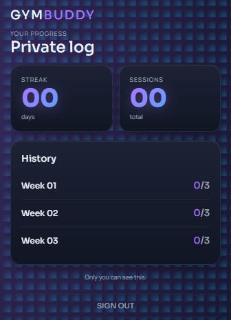 Private progress log — no leaderboards, no social pressure