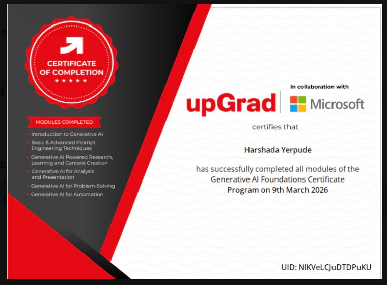 Generative AI Foundations — upGrad × Microsoft, March 2026